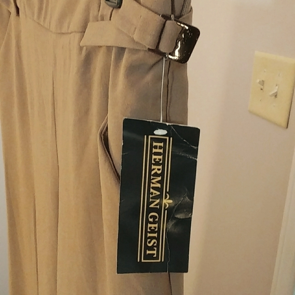 Herman Geist Brown Wide Leg Career Business Pants Trousers Size Size 6 Side Zip - Picture 6 of 12